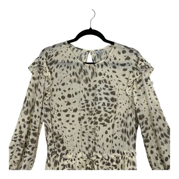 Rails Womens Size M Ora Ruffle Long Sleeve Animal Print Minidress New - Picture 2 of 5